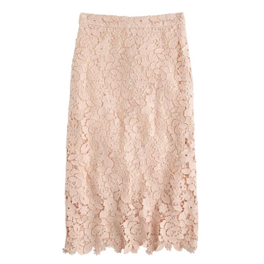 J crew collection lace floral pencil skirt size 4
